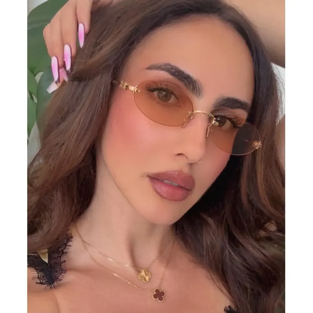 NEW Miu Miu MU A54S Rimless Sunglasses in Gold Orange $578